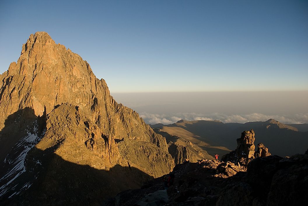 A climber nearly on top of Mount Kenya.